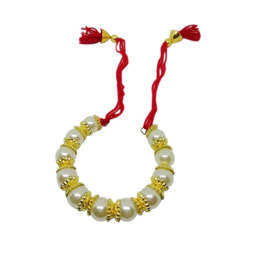 1 Rakhi - White Pearl Lumba Rakhi