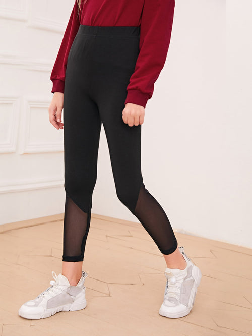 Girls Mesh Panel Leggings