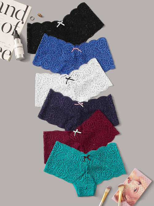 6pack Floral Lace Panty Set Multicolor