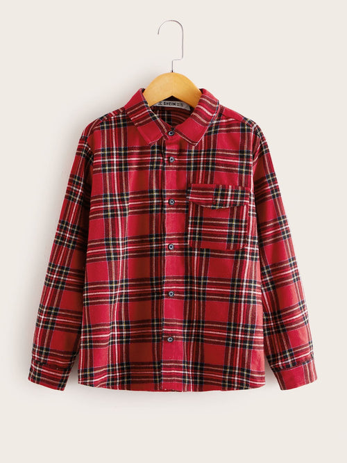 Boys Flap Pocket Tartan Shirt