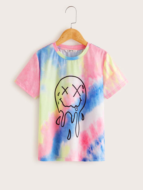 Boys Graphic Print Tie Dye Top