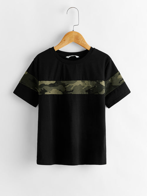 Boys Camo Colorblock Tee