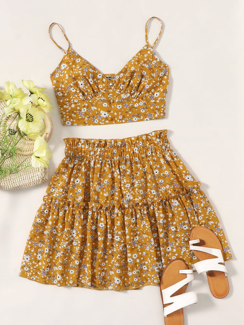 Ditsy Floral Cami Top & Skirt Set