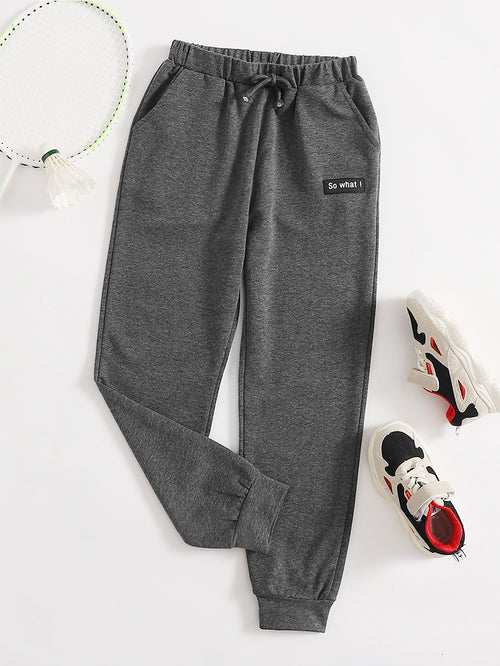 Boys Letter Patched Slant Pocket Sweatpants