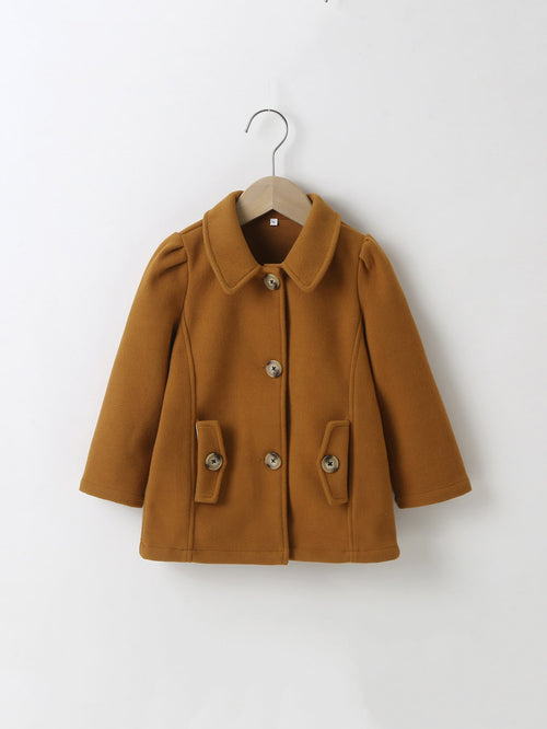 Toddler Girls Puff Sleeve Flap Detail Overcoat