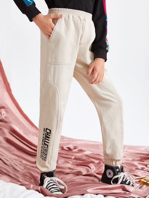Boys Letter Embroidery Detail Pants