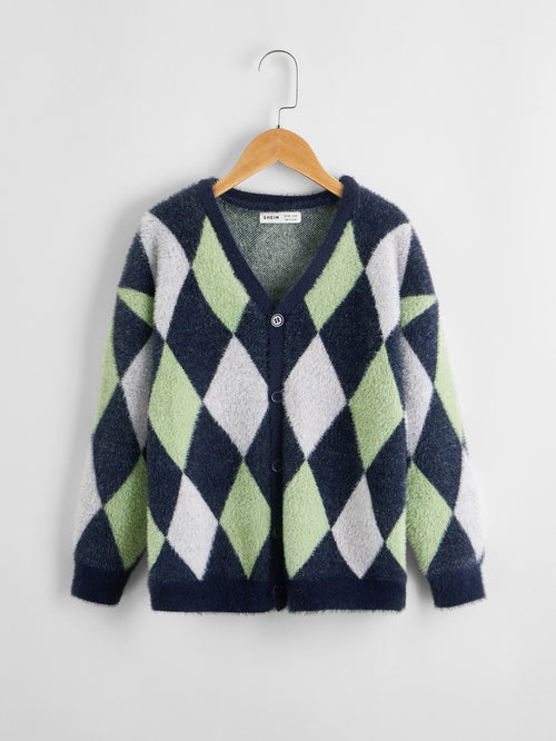 Boys Argyle Pattern Cardigan