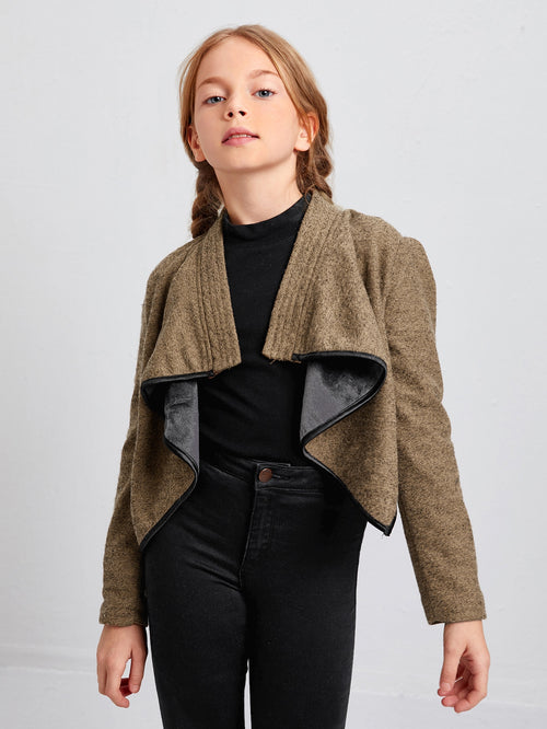 Girls Waterfall Collar Crop Jacket