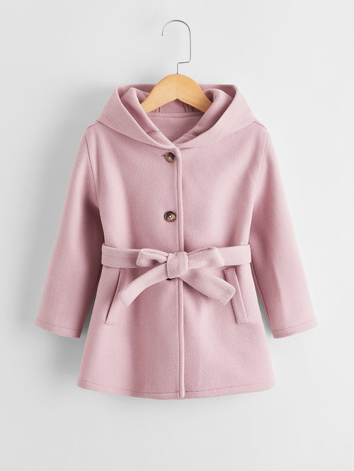 Toddler Girls Pocket Hooded Overcoat