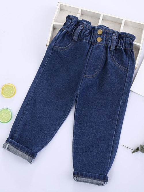 Toddler Girls Paperbag Waist Straight Jeans