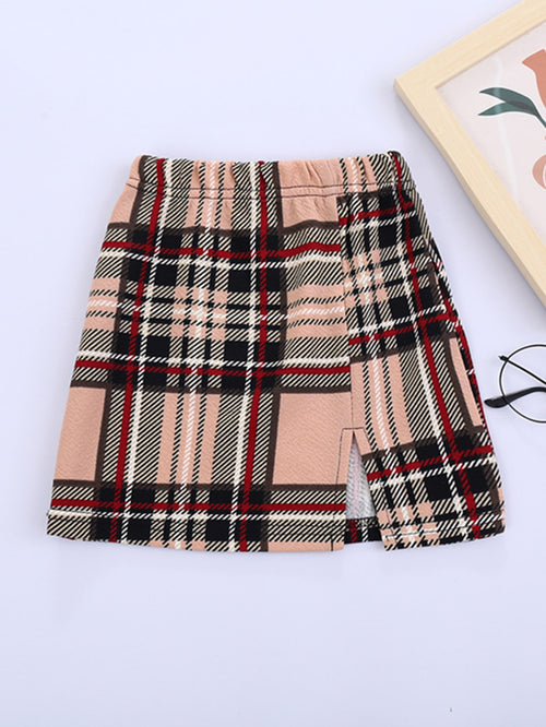 Toddler Girls Plaid Split Hem Skirt Multicolor