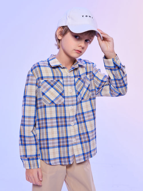 Boys Pocket Patched Tartan Shirt