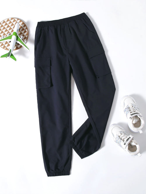 Boys Flap Pocket Solid Pants