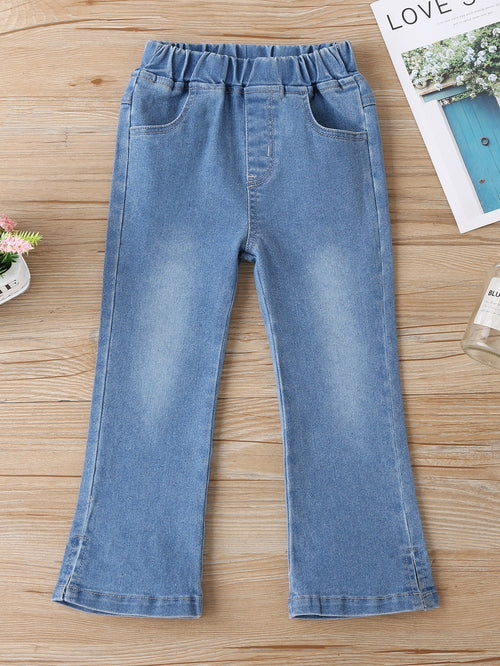 Toddler Girls Solid Flare Leg Jeans