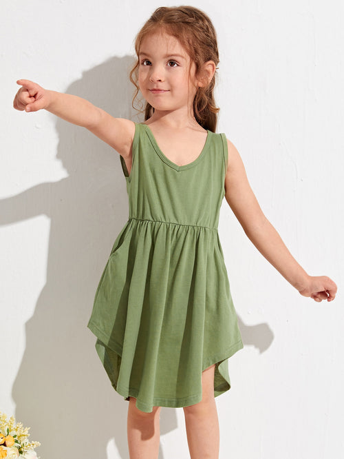 Toddler Girls Curved Hem Tank Dress