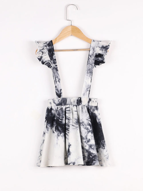 Toddler Girls Ruffle Trim Tie Dye Suspender Skirt