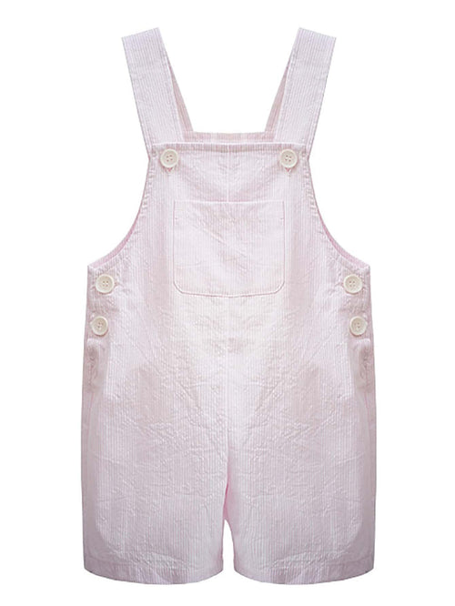 Toddler Girls Patch Pocket Button Detail Rib-knit Overalls
