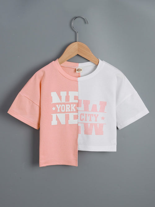 Toddler Girls Letter Graphic Spliced Tee