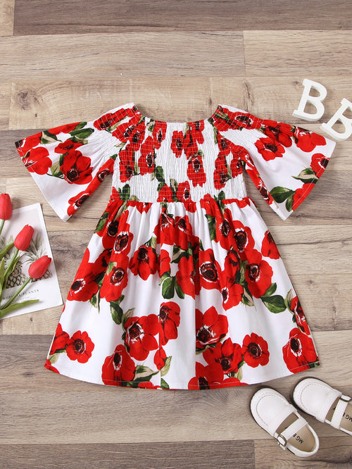 Toddler Girls Allover Floral Shirred A-line Dress