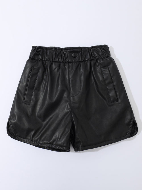 Toddler Girls PU Wide Leg Shorts