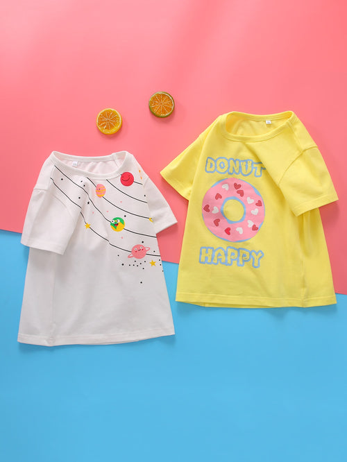 Toddler Girls 2pcs Cartoon & Letter Graphic Tee