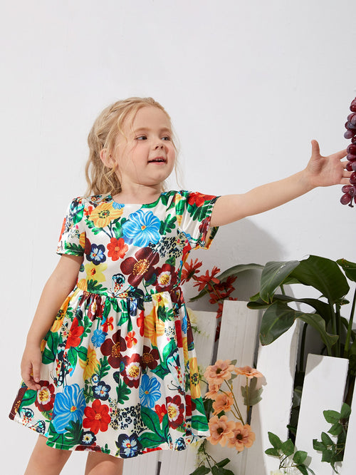 Toddler Girls Floral Print Smock Dress