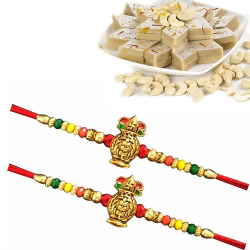 2 Rakhi - Auspicious Kalash Rakhi With Kaju Katli