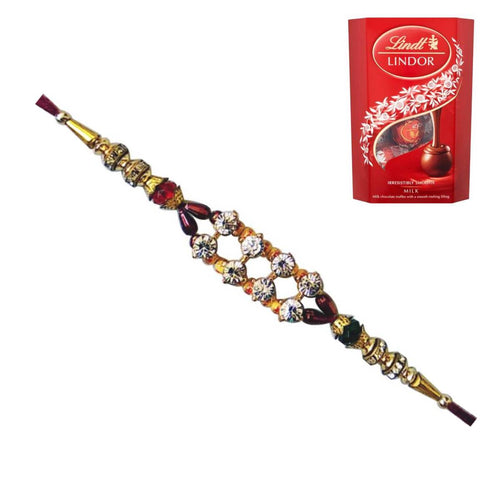 1 Rakhi - Diamond Rakhi With Lindor Chocolate Pack