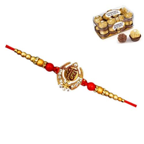 1 Rakhi - Auspicious Ek Omkar Rakhi With Ferrero Rocher Chocolate