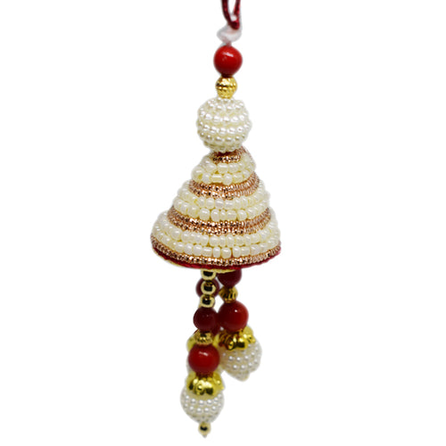 1 Rakhi - Red And White Pearl Lumba Rakhi