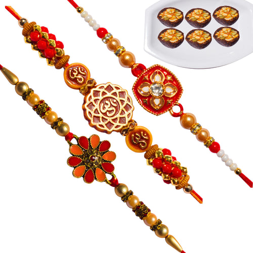 3 Rakhi - Colorful Rakhi Set With Anjeer Katori