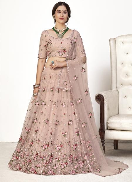 Pink Net Party Wear Sequins Work Lehenga Choli