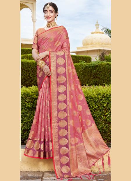 Pink Organza Festival Wear Weaving Saree