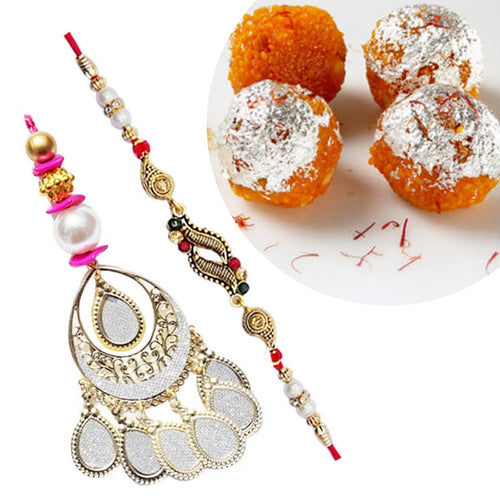 2 Rakhi - Premium Rakhi Set With Motichur Laddu