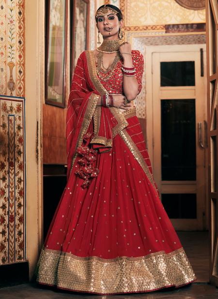 Red Georgette Party Wear Sequins Work Lehenga Choli