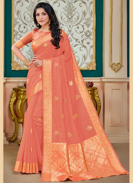 Rose Gold Cotton Silk Traditional Wear Weaving Saree