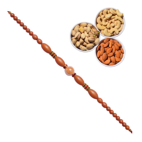 1 Rakhi - Stone Rakhi Set With Dryfruit Combo Box