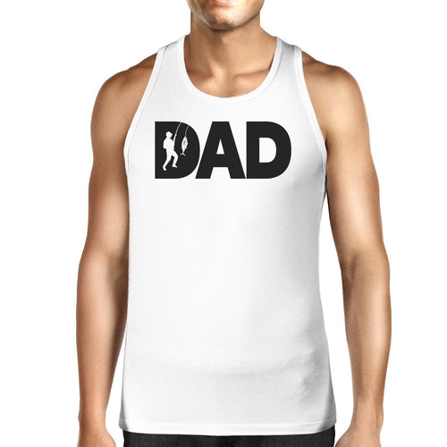 Workout Tank Tops - Dad Fish Mens White Graphic Tanks Unique Dad Gifts From Daughter