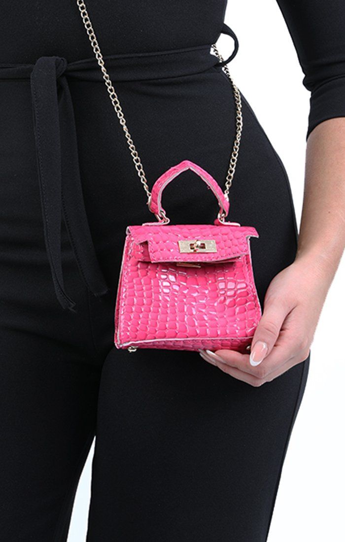 Hot Pink Croc Mini Bag | Accessories | Femme Luxe