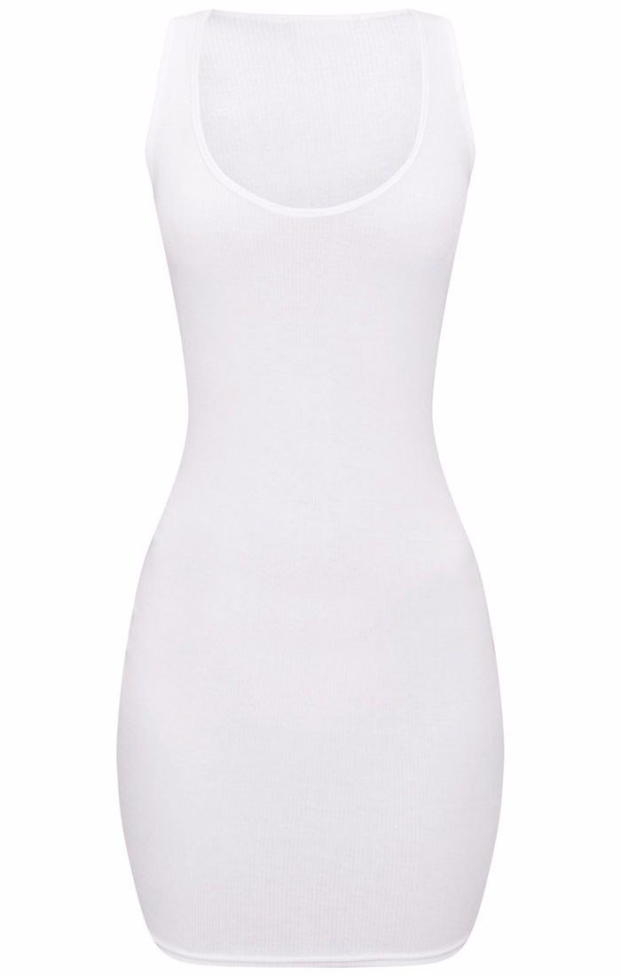 White Scoop Neck Bodycon Dress | Dresses | Femme Luxe