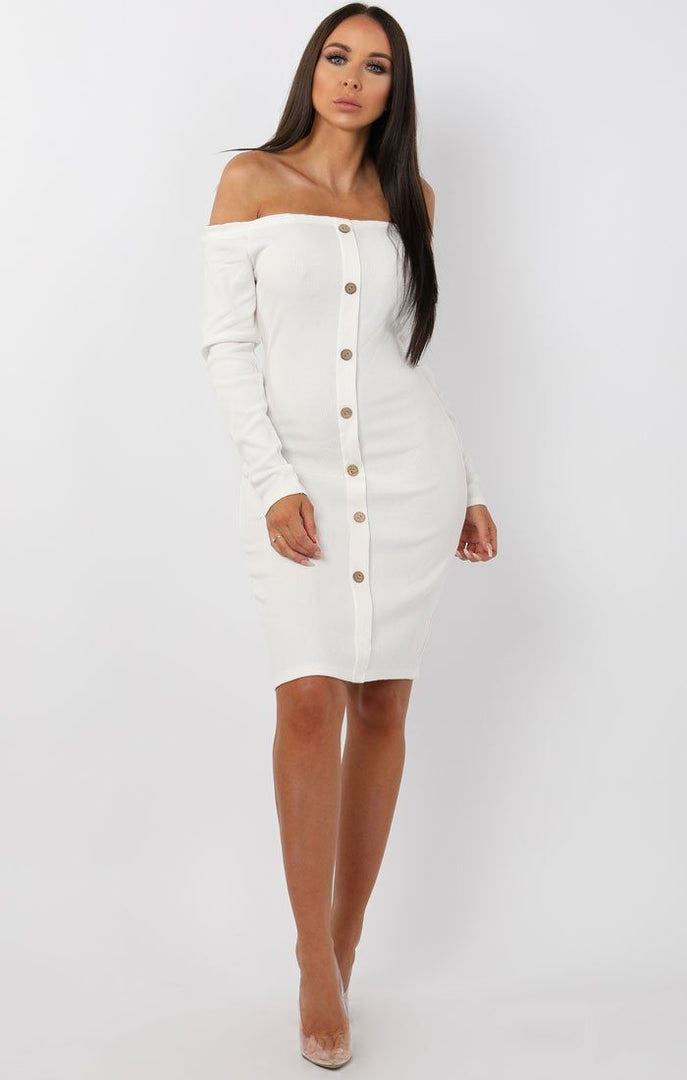 Bodycon front down long with buttons dress