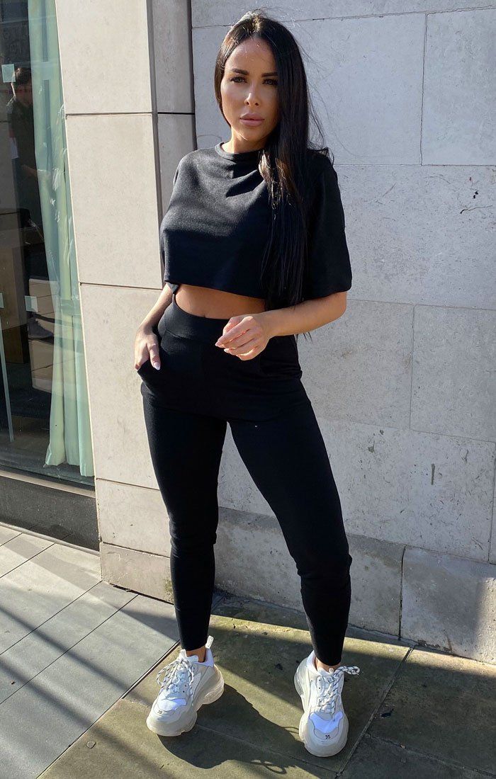 Black Boxy Fit Crop Top | Tops | Femme Luxe UK