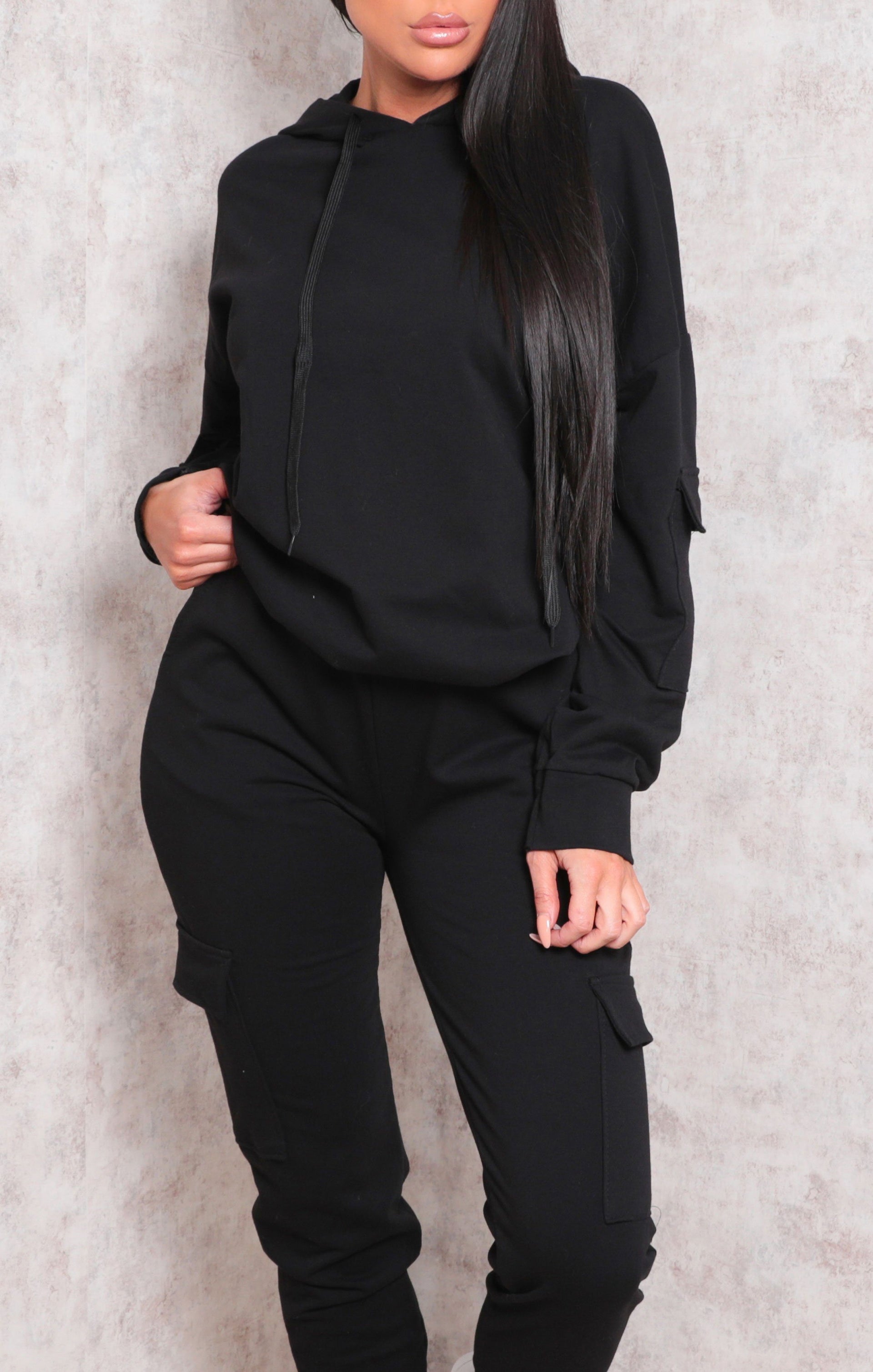 Black Cuffed Loungewear Set | Loungewear | Femme Luxe UK