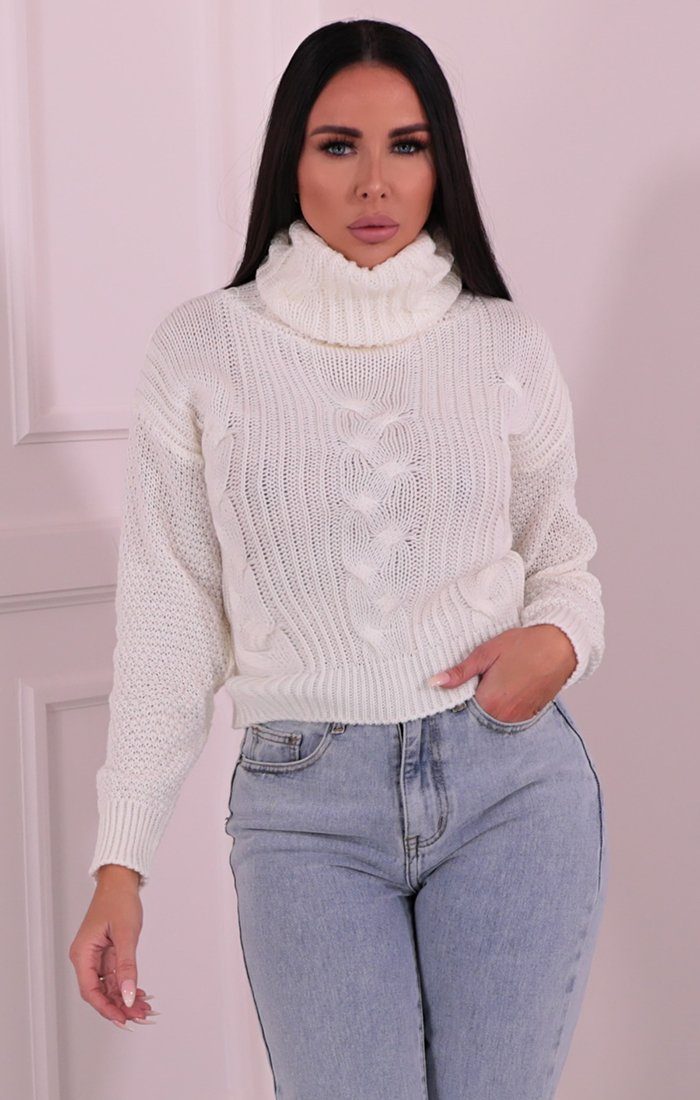 cropped polo neck jumper