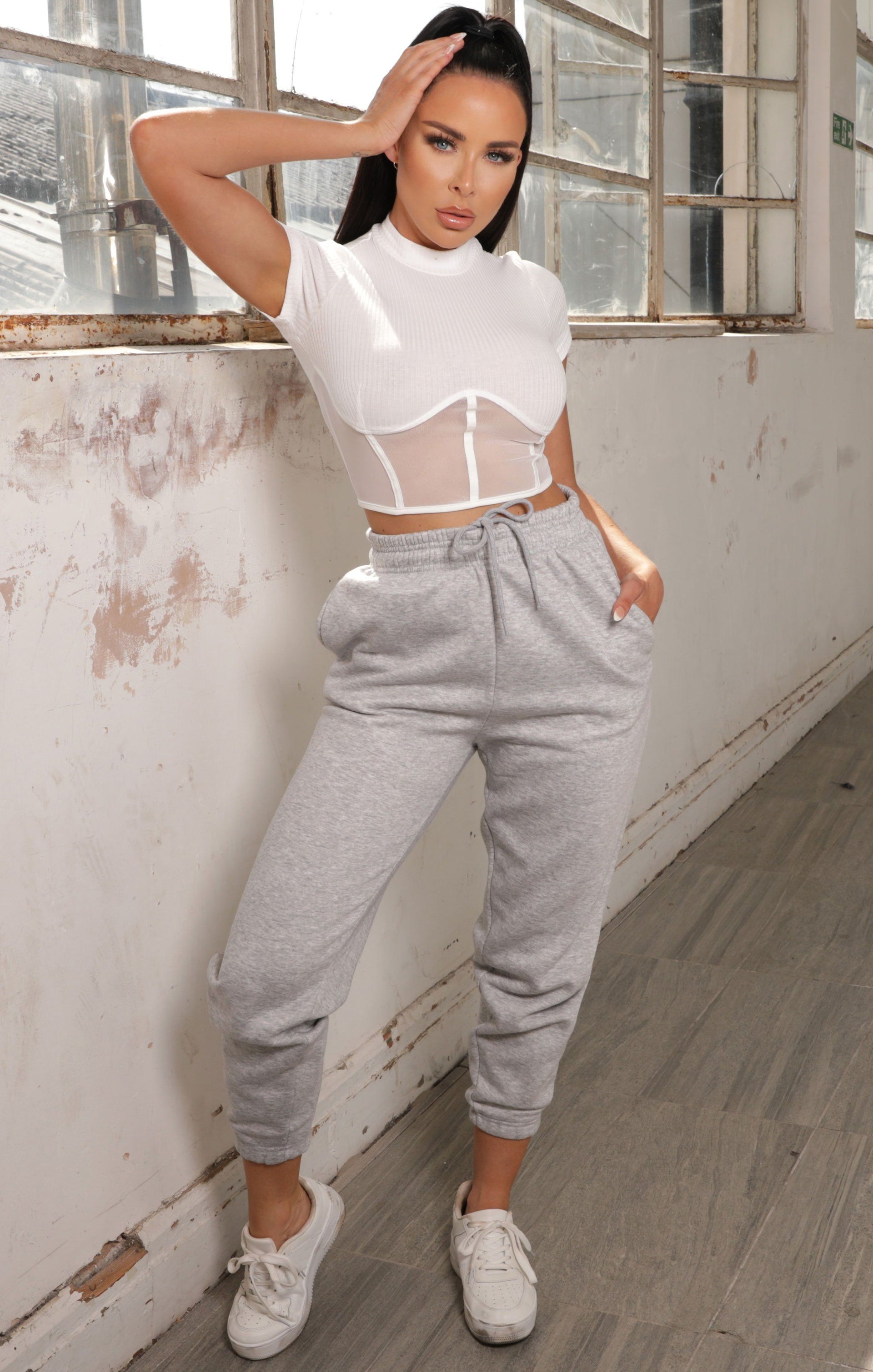 grey joggers high waisted