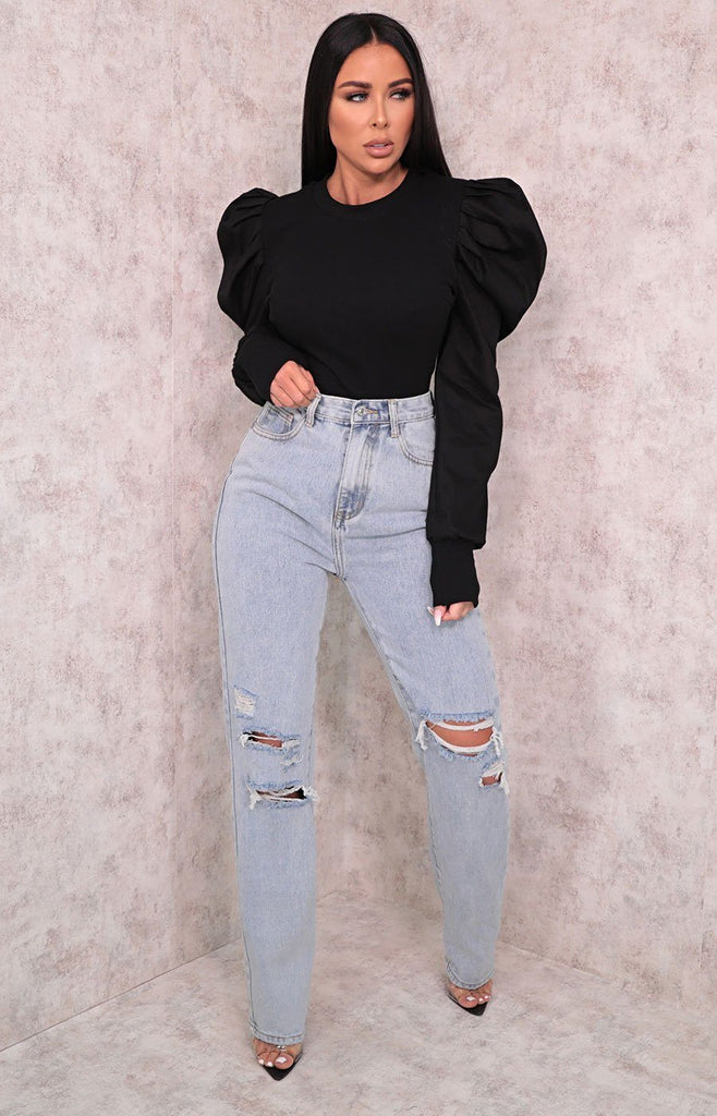 Light Wash Ripped High Waisted Boyfriend Style Jeans | Jeans | Femme ...