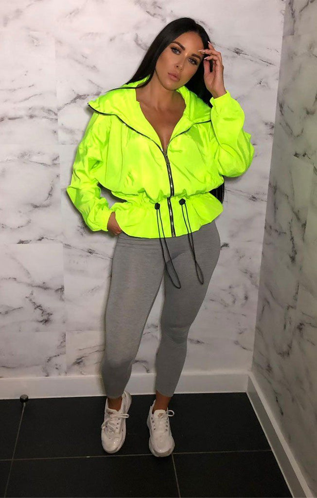 Neon Green Tracksuit Elasticated Jacket | Jackets | Femme Luxe UK