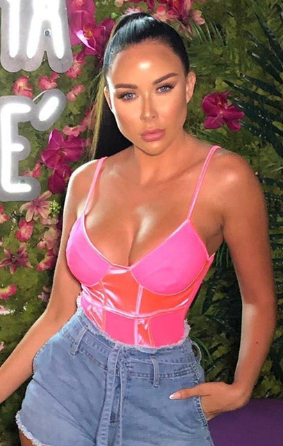 neon satin bodysuit