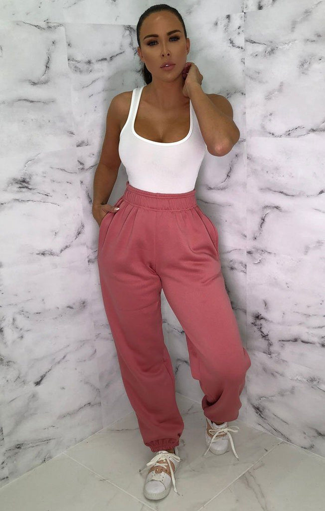 Pink Cuffed Joggers | Joggers | Femme Luxe UK