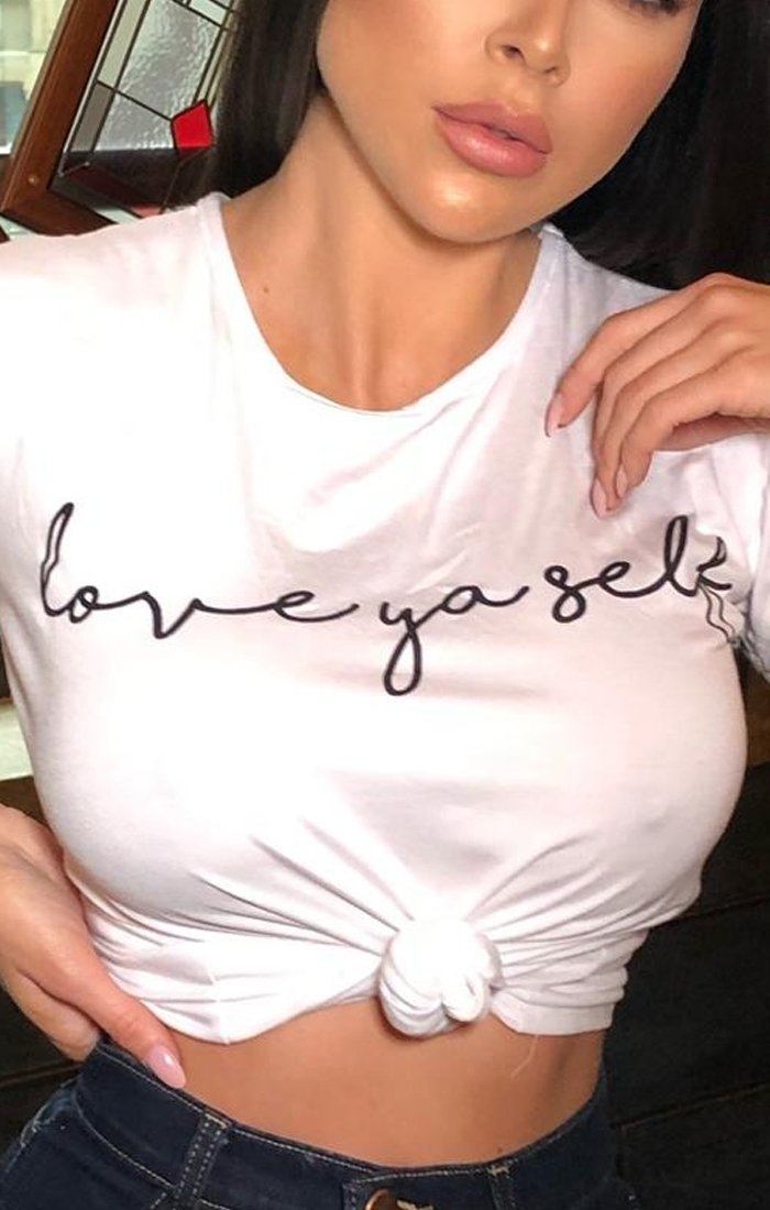 White Love Print T-Shirt Tops YaSelf | Luxe Femme |